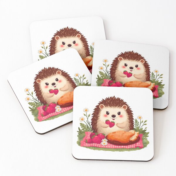 Item preview, Hedgehog Strawberry Picnic in a Meadow designed and sold by Pandey14.
