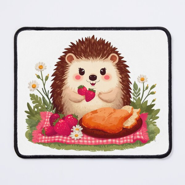 Item preview, Hedgehog Strawberry Picnic in a Meadow designed and sold by Pandey14.