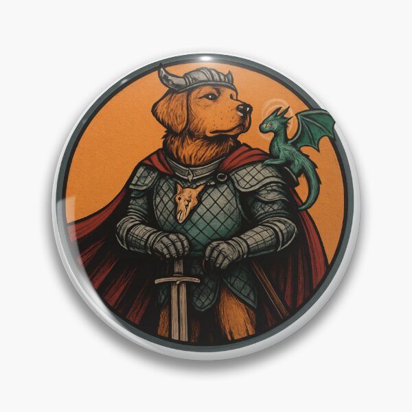 Item preview, Dog Knight with Dragon Fantasy Warrior Golden Retriever designed and sold by PawsRetroStudio.