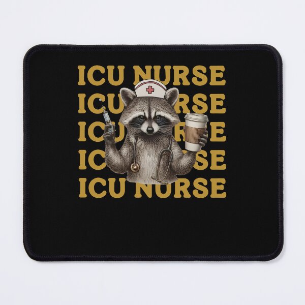 Item preview, ICU Nurse Raccoon Coffee Lover Design designed and sold by phoebelevine.