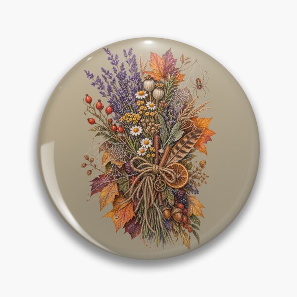 Item preview, Cottagecore Herbs & Autumn Leaves Watercolor Art – Cozy Halloween Print designed and sold by MagicMakerPh.