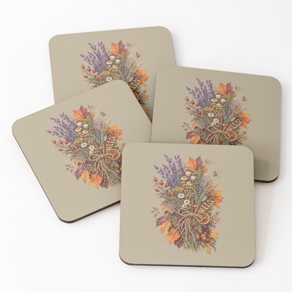 Item preview, Cottagecore Herbs & Autumn Leaves Watercolor Art – Cozy Halloween Print designed and sold by MagicMakerPh.