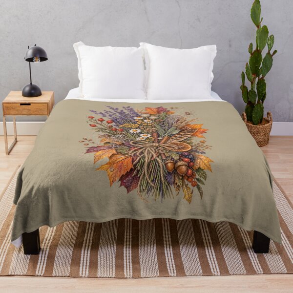 Item preview, Cottagecore Herbs & Autumn Leaves Watercolor Art – Cozy Halloween Print designed and sold by MagicMakerPh.