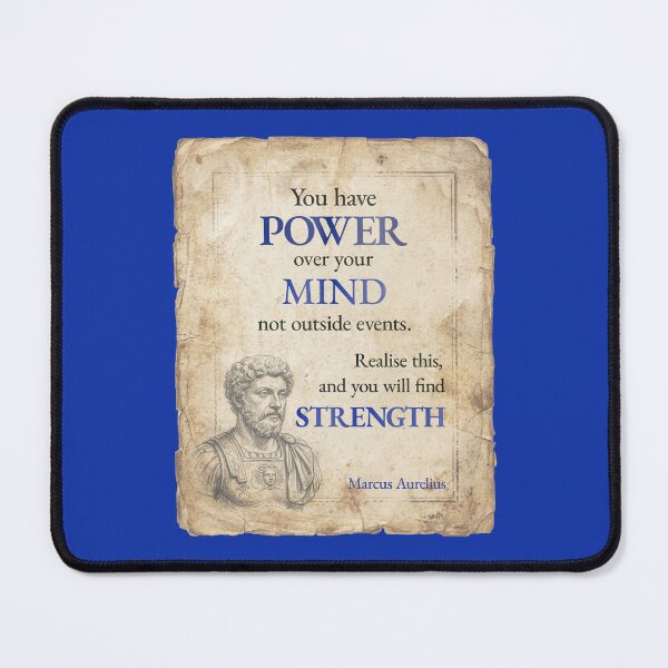 Item preview, You Have POWER Over Your Mind – Marcus Aurelius - Vintage Distressed Stoic Quote - Egyptian Blue Version designed and sold by Stoic Core.