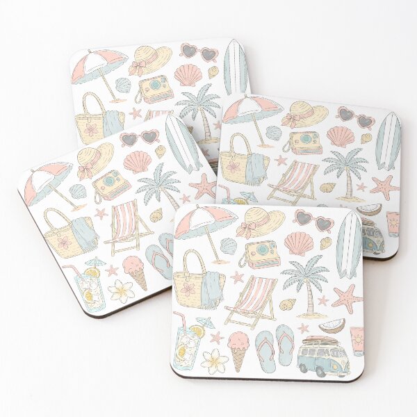 Item preview, Cute Pastel Summer Beach Vibe Doodle Set designed and sold by GROOVY SOUL.
