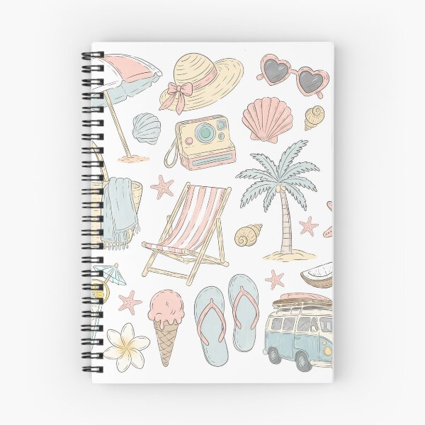 Item preview, Cute Pastel Summer Beach Vibe Doodle Set designed and sold by GROOVY SOUL.