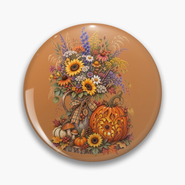 Item preview, Cottagecore Wildflower Bouquet & Pumpkin Watercolor Art – Cozy Fall Print designed and sold by MagicMakerPh.