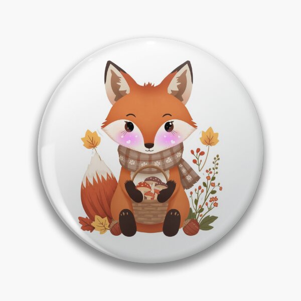 Item preview, Autumn Fox with Mushroom Basket | Woodland Fox Nature Illustration designed and sold by Pandey14.