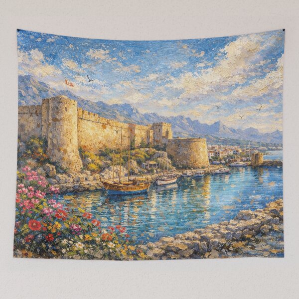 Item preview, A painting of Kyrenia Castle, Cyprus – A Beautiful City in Europe. designed and sold by GalleryKauffeld.