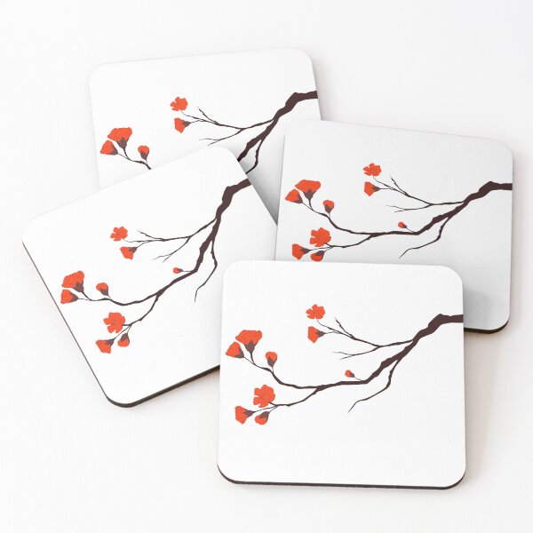 Item preview, Chinese Red Blossoms – Traditional Floral Tree Branch Illustration designed and sold by EmeraldeaArt.