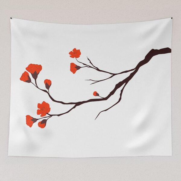 Item preview, Chinese Red Blossoms – Traditional Floral Tree Branch Illustration designed and sold by EmeraldeaArt.