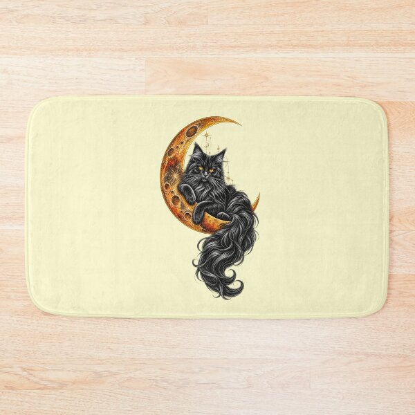 Item preview, Black Cat Familiar on Golden Crescent Moon – Witchcore Occult Art designed and sold by Anyshca.