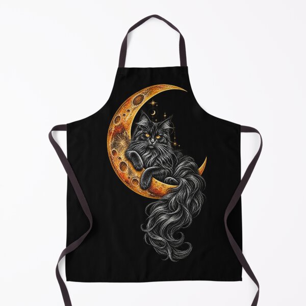 Item preview, Black Cat Familiar on Golden Crescent Moon – Witchcore Occult Art designed and sold by Anyshca.