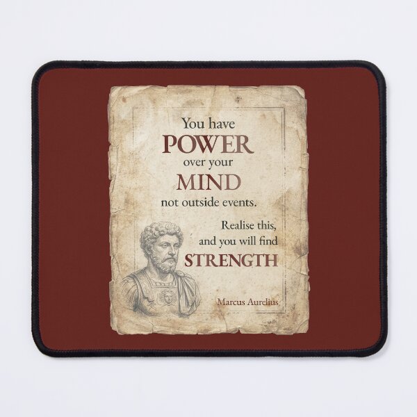 Item preview, You Have POWER Over Your Mind – Marcus Aurelius - Vintage Distressed Stoic Quote - Roman Red Version designed and sold by Stoic Core.