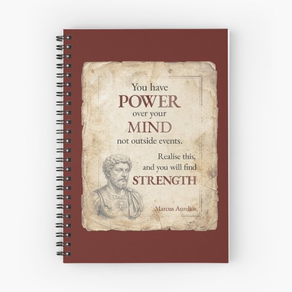 Item preview, You Have POWER Over Your Mind – Marcus Aurelius - Vintage Distressed Stoic Quote - Roman Red Version designed and sold by Stoic Core.