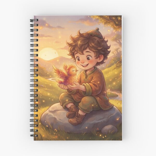 Item preview, Fantasy Boy Holding a Glowing Firebird Magical Scene designed and sold by Azurart2.