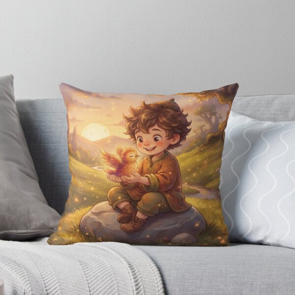 Item preview, Fantasy Boy Holding a Glowing Firebird Magical Scene designed and sold by Azurart2.