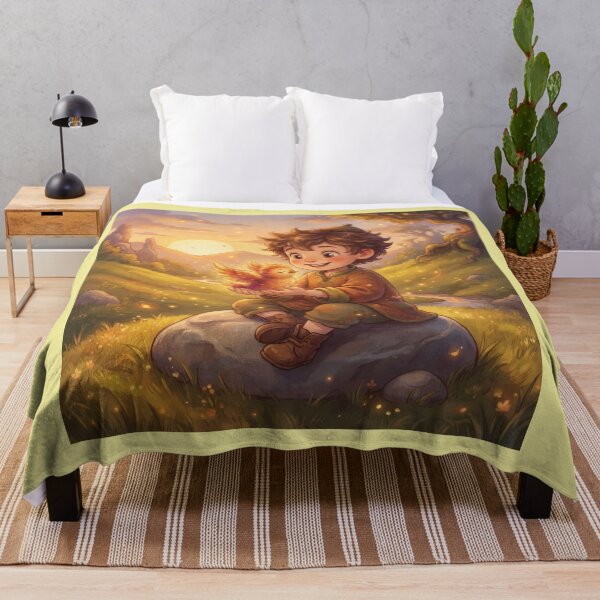 Item preview, Fantasy Boy Holding a Glowing Firebird Magical Scene designed and sold by Azurart2.