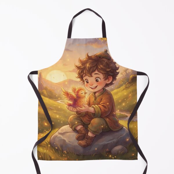 Item preview, Fantasy Boy Holding a Glowing Firebird Magical Scene designed and sold by Azurart2.