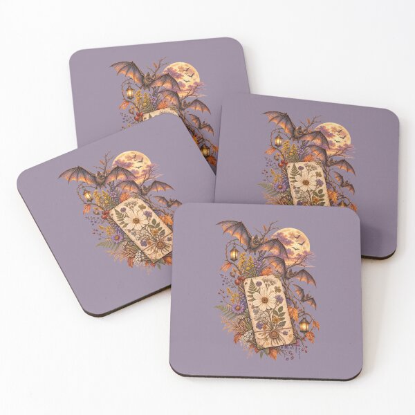 Item preview, Cottagecore Pressed Wildflower & Bats Watercolor Art – Halloween Botanical Print designed and sold by MagicMakerPh.