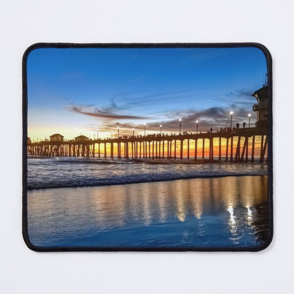Item preview, Beautiful image of Huntington Beach Pier at Sunset | Blue Hour | High Defenition designed and sold by Vintage Poster Supply.