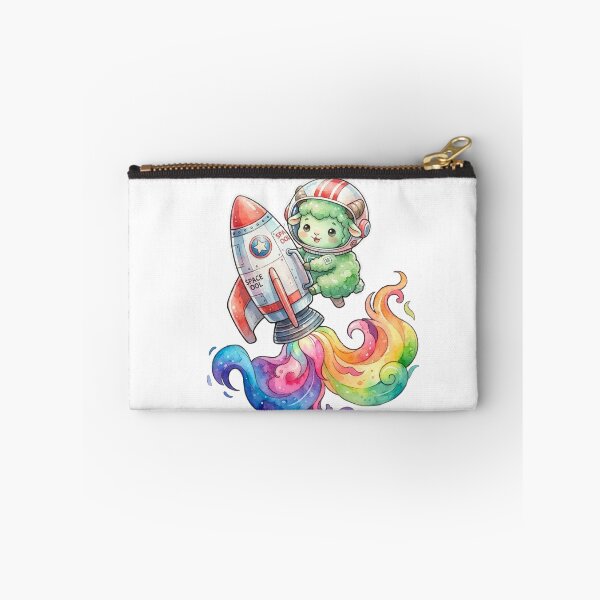 Item preview, Cute Astronaut Green Sheep in Rainbow Space Rocket designed and sold by ArtisticDesignsbyLinda.