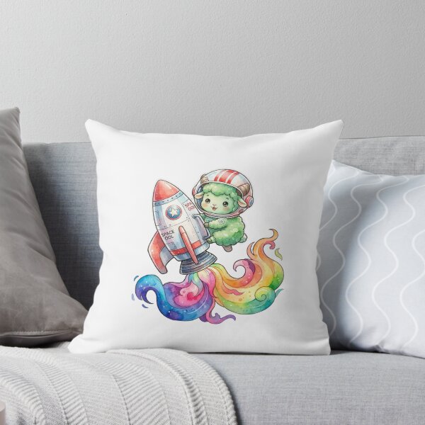 Item preview, Cute Astronaut Green Sheep in Rainbow Space Rocket designed and sold by ArtisticDesignsbyLinda.