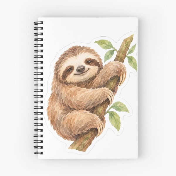 Item preview, watercolor sloth hanging on tree designed and sold by introvertarts.