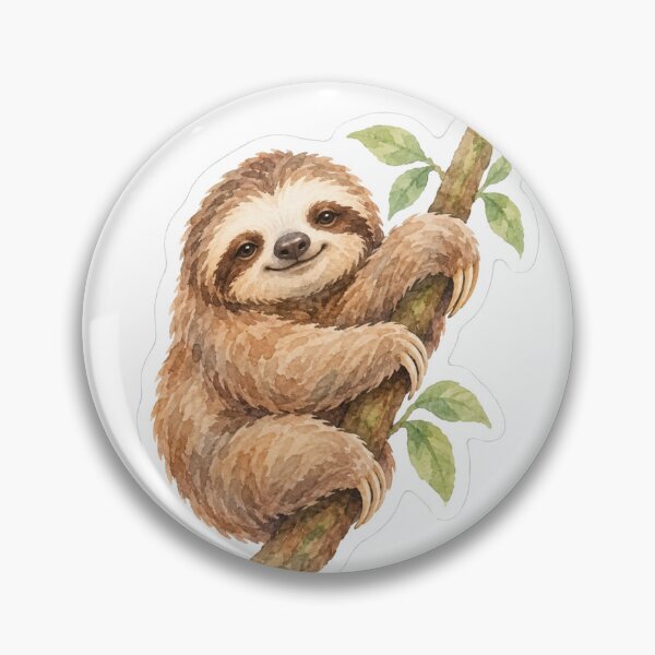 Item preview, watercolor sloth hanging on tree designed and sold by introvertarts.