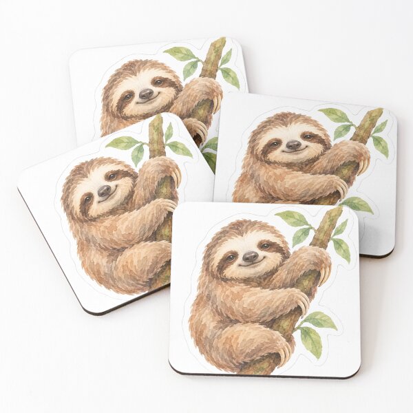 Item preview, watercolor sloth hanging on tree designed and sold by introvertarts.