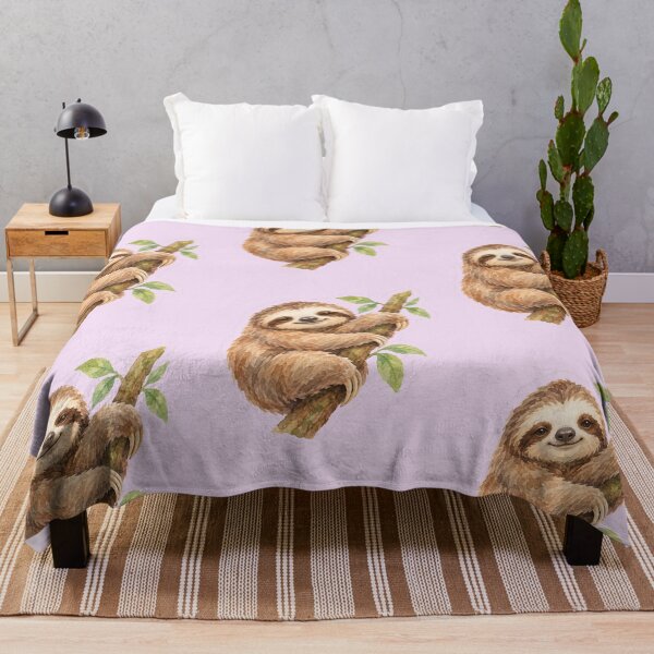 Item preview, watercolor sloth hanging on tree designed and sold by introvertarts.
