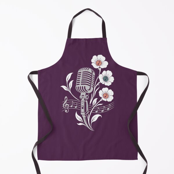 Item preview, Retro microphone, flowers, music, vintage line art designed and sold by Christine Krahl.