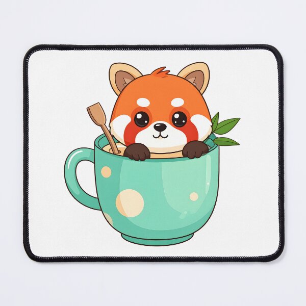 Item preview, Cute Red Panda in Coffee Mug Kawaii Animal Sticker & T-Shirt designed and sold by ASN STUDIO.