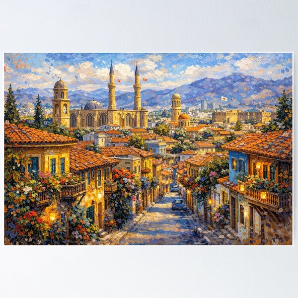 Item preview, A painting of Nicosia, Cyprus – A Beautiful City in Europe. designed and sold by GalleryKauffeld.