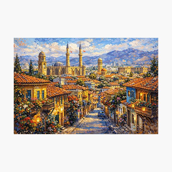Item preview, A painting of Nicosia, Cyprus – A Beautiful City in Europe. designed and sold by GalleryKauffeld.