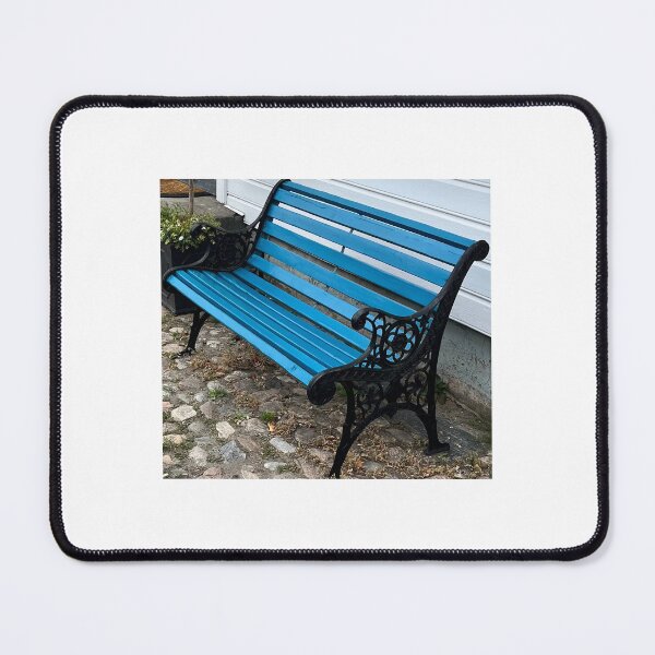 Item preview, Vintage Blue Wooden Garden Bench on Cobblestones designed and sold by Julia9632.