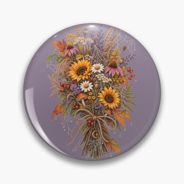 Item preview, Cottagecore Cobweb Wildflower Bouquet Watercolor Art – Halloween Botanical Print designed and sold by MagicMakerPh.
