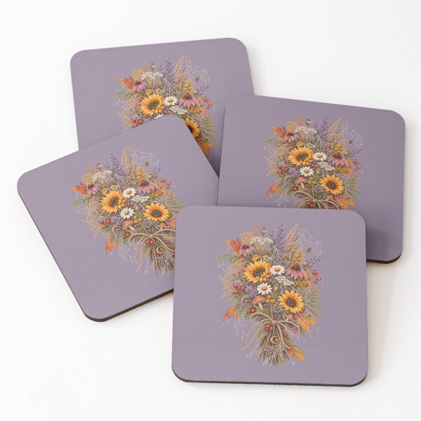 Item preview, Cottagecore Cobweb Wildflower Bouquet Watercolor Art – Halloween Botanical Print designed and sold by MagicMakerPh.