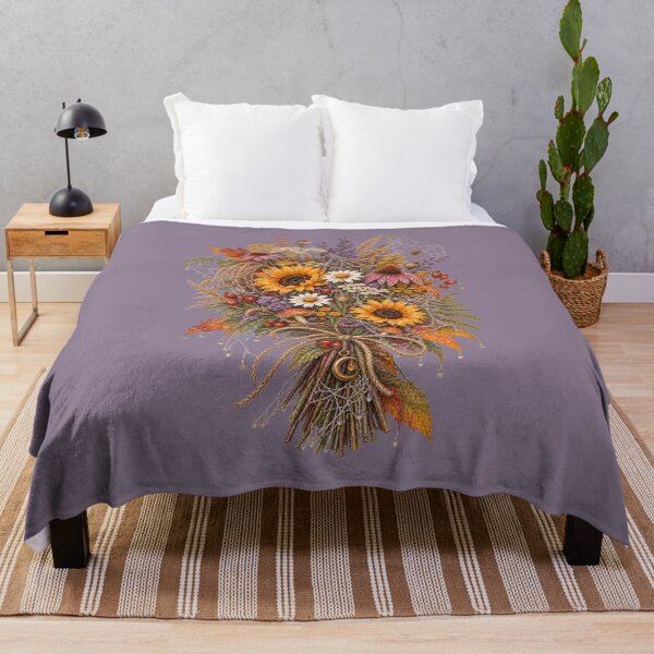 Item preview, Cottagecore Cobweb Wildflower Bouquet Watercolor Art – Halloween Botanical Print designed and sold by MagicMakerPh.