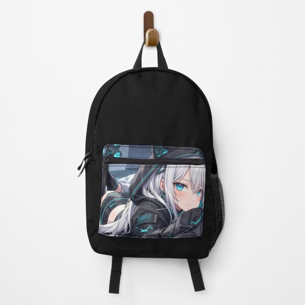 Item preview, Cyber Neko Gamer Girl – Neon Blue Anime Cat Girl designed and sold by Revyra Design .