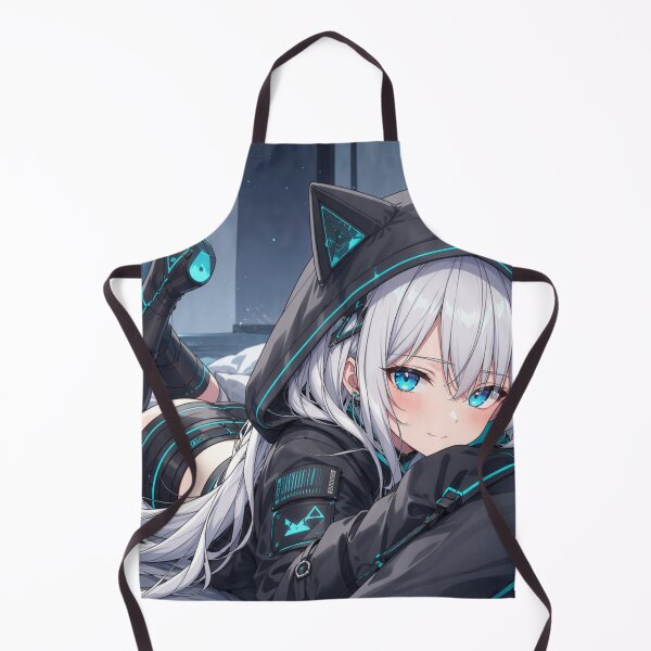 Item preview, Cyber Neko Gamer Girl – Neon Blue Anime Cat Girl designed and sold by Revyra Design .