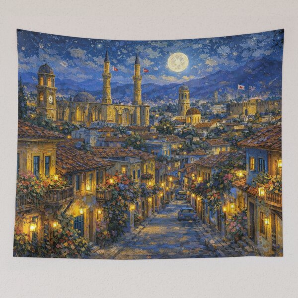 Item preview,  Nicosia by night painting, Cyprus, a Beautiful City in Europe. designed and sold by GalleryKauffeld.