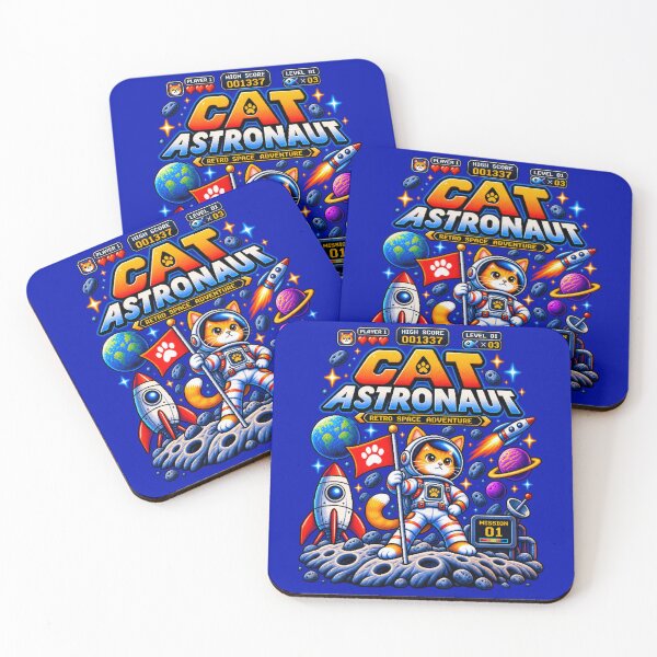 Item preview, Retro Cat Astronaut – Pixel Space Adventure designed and sold by BYVOK.