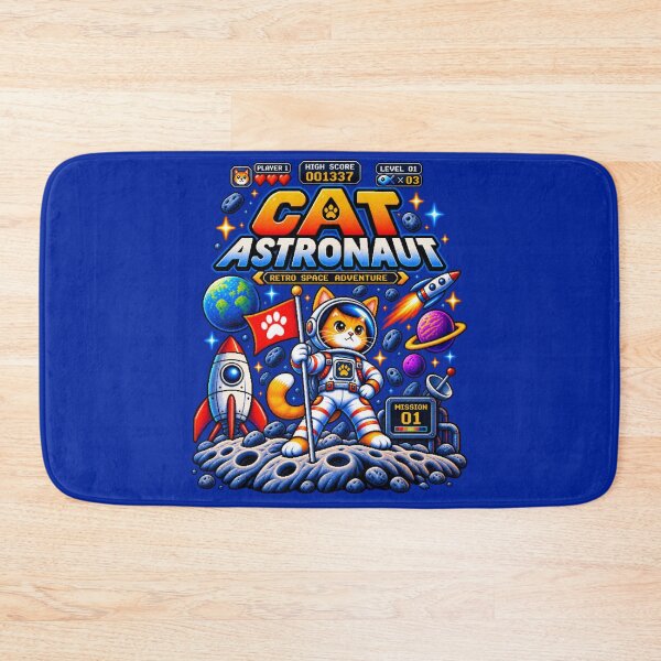 Item preview, Retro Cat Astronaut – Pixel Space Adventure designed and sold by BYVOK.