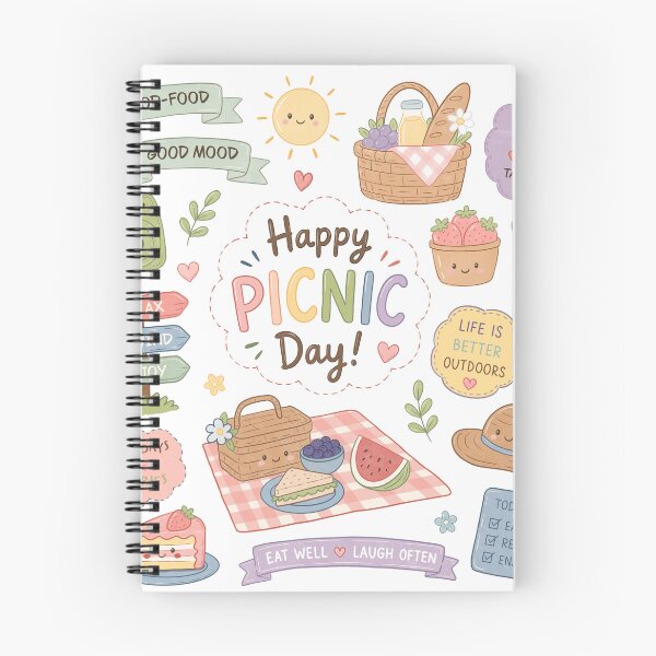 Item preview, Cute Kawaii Happy Picnic Day Aesthetic Doodle Set designed and sold by GROOVY SOUL.