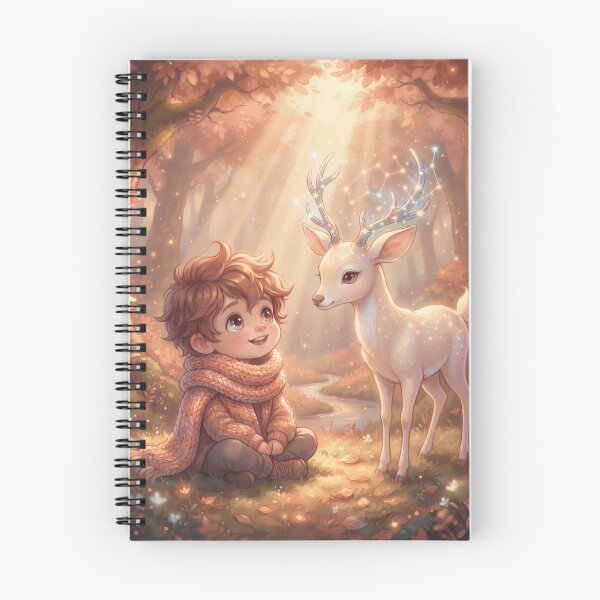Item preview, Little Boy Meeting a Magical Celestial Deer in Autumn Forest designed and sold by Azurart2.