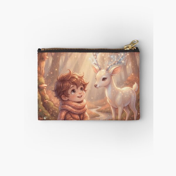Item preview, Little Boy Meeting a Magical Celestial Deer in Autumn Forest designed and sold by Azurart2.