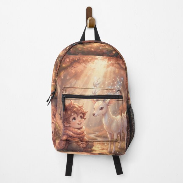 Item preview, Little Boy Meeting a Magical Celestial Deer in Autumn Forest designed and sold by Azurart2.