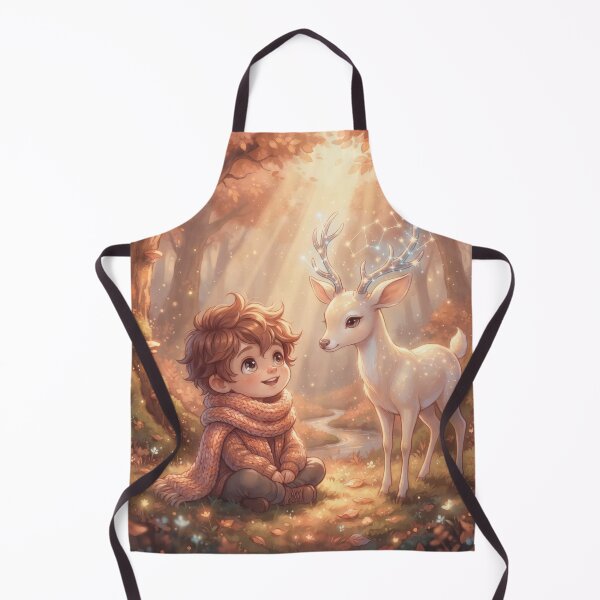 Item preview, Little Boy Meeting a Magical Celestial Deer in Autumn Forest designed and sold by Azurart2.