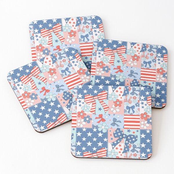 Item preview, Fourth of July Bow Floral Patchwork designed and sold by CreativeDraws42.